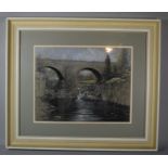 A Framed Pastel Depicting Bridge Over Stream, 35cm wide