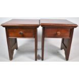 Two Mahogany Square Topped Occasional Tables with Single Drawers, 40.5cm