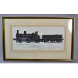 A Framed Railway Print, Lancashire and Yorkshire Railway Locomotive no.957, 40cm wide