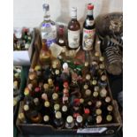 A Box Containing Large Quantity of Miniature Whiskies and Liqueurs together with Martini,