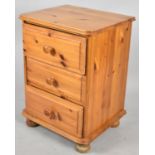 A Modern Single Pine Three Drawer Bedside Chest, 46cm Wide
