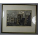 A Framed Hand Coloured Engraving, "The Original Entrance to The Cloisters at Magdalen College",