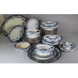 A Large Collection of Albion Pottery "Garlands" Pattern blue and White Dinnerwares to include Eleven