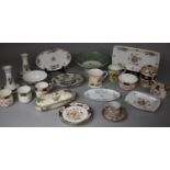 A Tray of Imari Patterned Ceramics, Spode Christmas Rose Candle Sticks, Royal Grafton Millennium