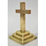 A Continental Brass Crucifix on Square Stepped Base, 19cm high