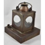 A Vintage Metal British Rail (South) Railway Lamp, Welch Patent on Square Reservoir Base, 17.5cm