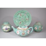 A Collection of 20th Century Chinese Ceramics to Inlcude Pair of Lidded Ginger Jars, Teabowl, Teapot