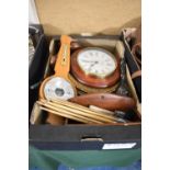 A Box of Treenware to Include Elephant Ornaments, Maracas, Egyptian Wall Plaques, Paint Brushes,
