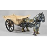 A Late 19th/Early 20th Century Enamelled Cast Iron Model of Horse and Cart by Ofco, England, 35cm