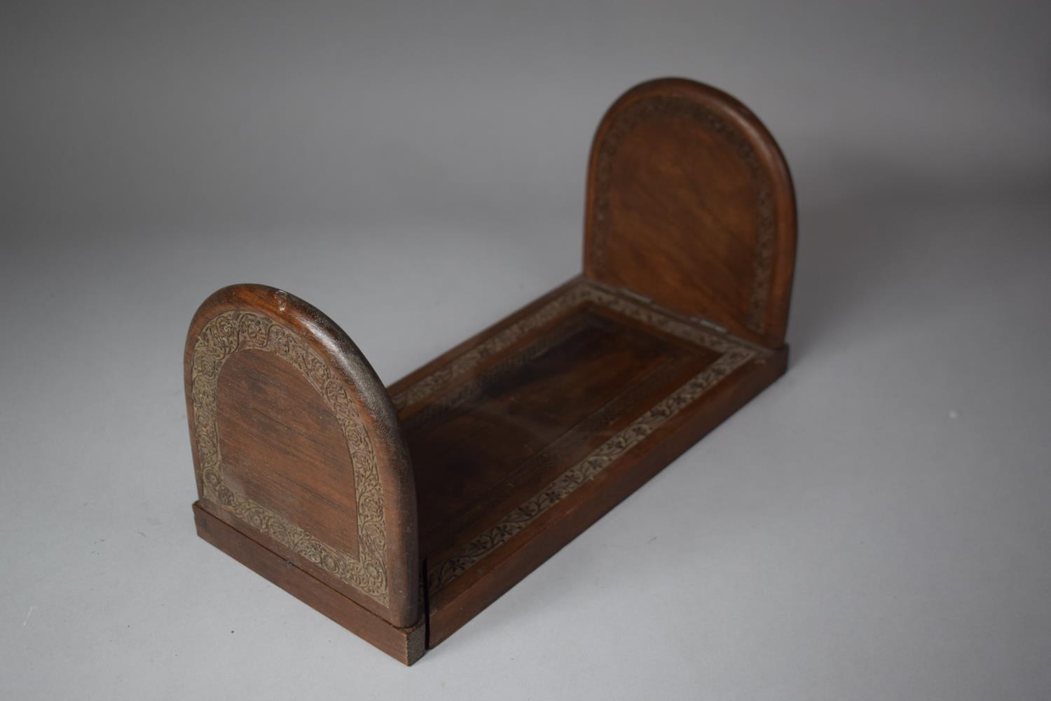 A Nicely Carved Indian Hardwood Book Slide, 33cm Long When Closed