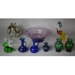 A Collection of Various Coloured Glassware to include Italian Glass Vase, Signed and Dated, Murano