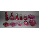 A Collection of 11 Pieces of 19th Century and Later Cranberry Glass to include Jack in The Pulpit