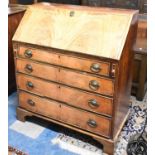 A 19th Century Fall Front Mahogany Bureau with Four Long Drawers to Base, Fitted Interior, 19.5cm