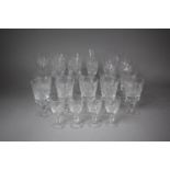 A Collection of Various Cut Glass Drinking Glasses to include Wines, Champagnes, Sherries Etc