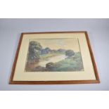 A Framed Watercolour Depicting River Scene, 38cm wide