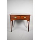 A 19th Century Bow Front Mahogany Side Table with Two Short Drawers on Square Tapering Legs, 91cm