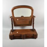 A Late Victorian Mahogany Dressing Table Mirror on Plinth Base with Two Drawers, 49cm wide