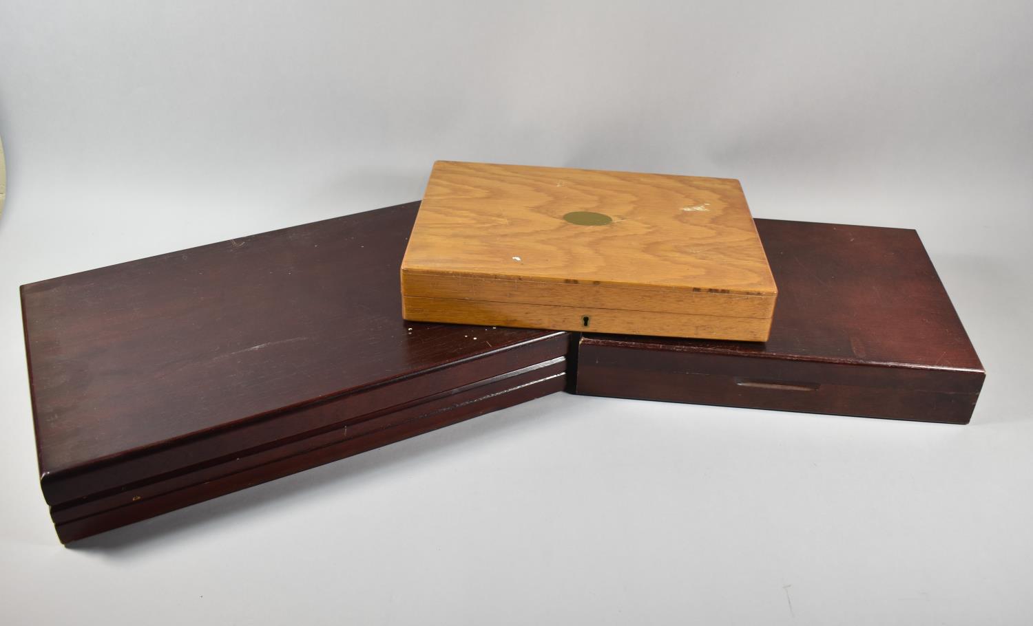 Three 20th Century Wooden Canteen Boxes, The Largest 47cm Wide (All empty)