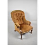 A Late 19th Century Mahogany Framed Buttoned Upholstered Nursing Chair