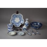 A Collection of Oriental Blue and White Porcelain to Inlcude Vases, Bowls, Lidded Pot etc