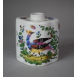 A Continental Porcelain Tea Caddy Decorated with Birds, Butterflies and Beetles, Missing Lid, Anchor