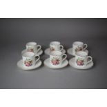 A Royal Worcester Floral Decorated Coffee Set Comprising Six Cans and Six Saucers