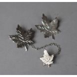 A Silver Maple Leaf Triple Brooch by Dynasty