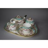 A 19th Century Continental Batchelors Teaset on Tray, Teapot Spout Repaired, Hairlines to Cup,