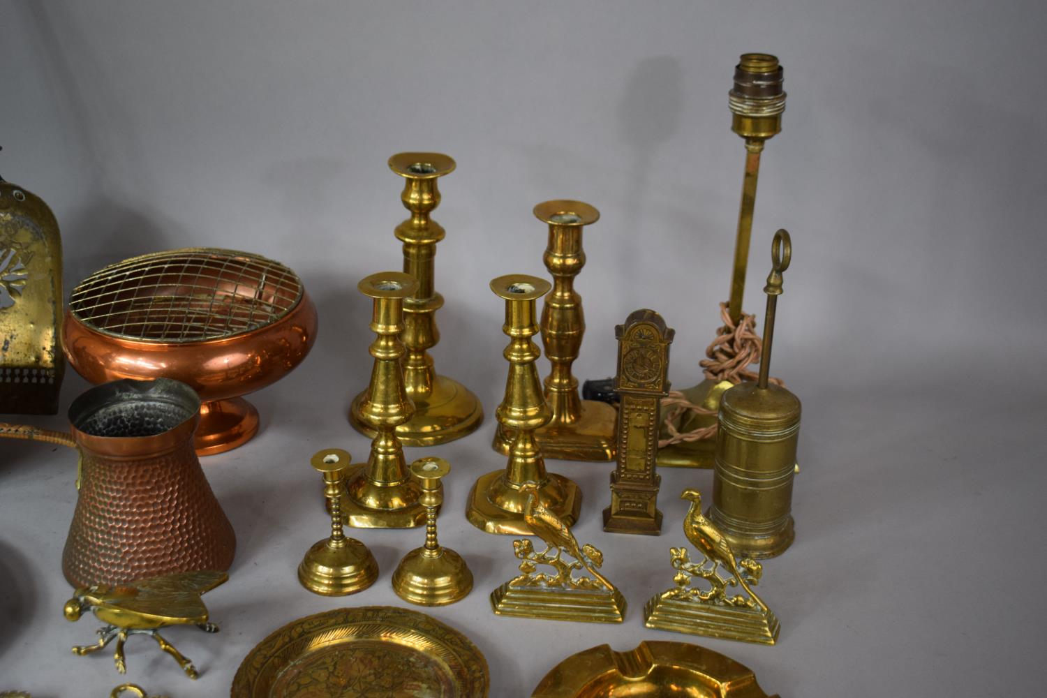 A Collection of Various Brass and Copper Wares to include Brass Candlesticks, Fire Irons, Fireside - Image 2 of 6