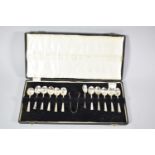 A Cased Set of Twelve Silver Coffee Spoons and Sugar Bow, Sheffield 1943