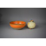 A Clarice Cliff Preserve Pot and Shelley Bowl, 19cm Diameter