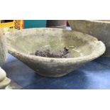 A Reconstituted Stone Garden Patio Bowl, 61cm Diameter
