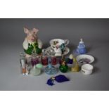 A Collection of Glass Scent Bottles, Natwest Pig, Perfume Atomisers etc