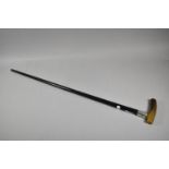 A Silver Banded Horn Handled Ebonised Walking Cane, London 1913, 90cm Long