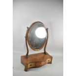 A Mid 19th Century Serpentine Front Dressing Table Mirror with Oval Glass on Plinth Base Having
