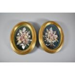 A Pair of Gilt Framed Oval Colleges Formed From Seashells, Signed Verso Mai Williams 1975, 22cm high