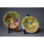 A Pair of Royal Worcester Fruit Pattern Pin Dishes Together with a Royal Crown Derby Red Aves