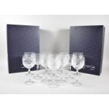 Two Boxed Sets of French Crystal Hand Blown Wine Glasses