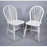 Two White Painted Spindle Back Chairs