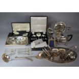 A Collection of Various Metalwares to include Teapot, Galleried Serving Tray, Pierced Wine Coasters,