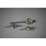 Three Celtic Style Pins and Brooches One Marked Silver