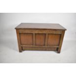 A Mid 20th Century Oak Three Panel Coffer Chest, 93m wide