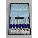 A Cased Set of Six Silver Teaspoons, Terminals Engraved Barnes Bowling Club
