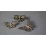 A Collection of Three Silver Filigree Butterfly Brooch, 925 Silver