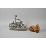 A Metal Model of a Motorcycle with Rider Together with a Tractor Jigsaw Puzzle Box