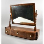 A Mid 19th Century Mahogany Dressing Table Mirror with Rectangular Glass, Plinth Base Having Three