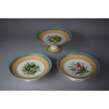 A Continental Part Hand Painted Porcelain Fruit Set Decorated with Flowers, 21cm Diameter