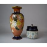 A Doulton Tobacco Jar and a Slaters Patent Vase, Base AF