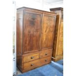 A 19th Century Mahogany Livery Cupboard with Two Dummy Short Drawers and One Long Base Drawer, 126cm