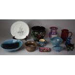 A Collection of Various Glazed and Unglazed Pottery to include Denby Charger with Hand Painted